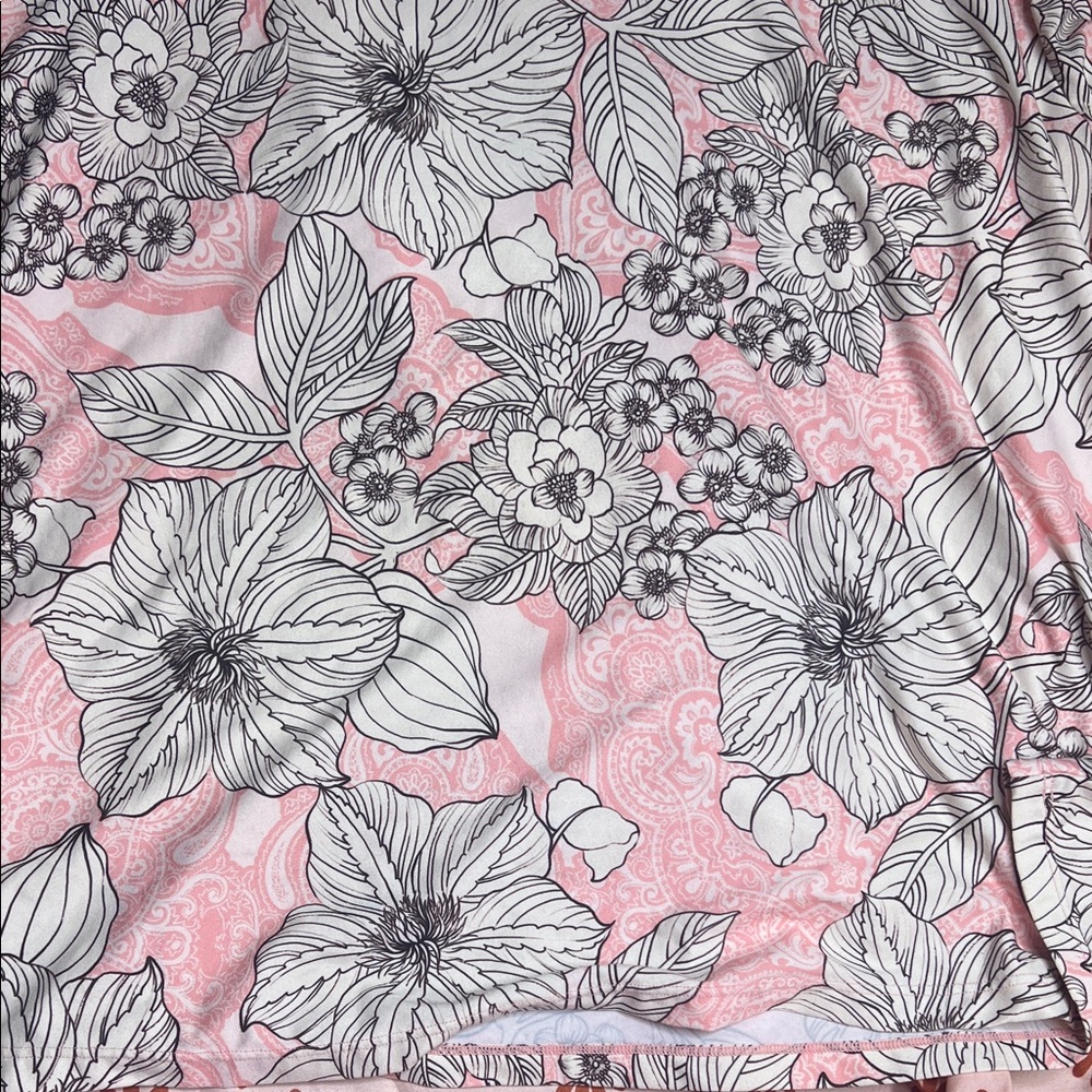 Johnny Was Active Pink/Black Floral Long-Sleeve Tee Boho Casual Blosue - Picture 7 of 8